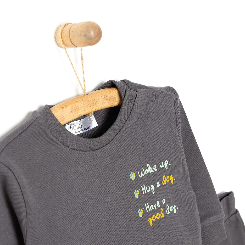 Crys-T HelloBaby Basic Boy Text Printed Jogging - Anthracite