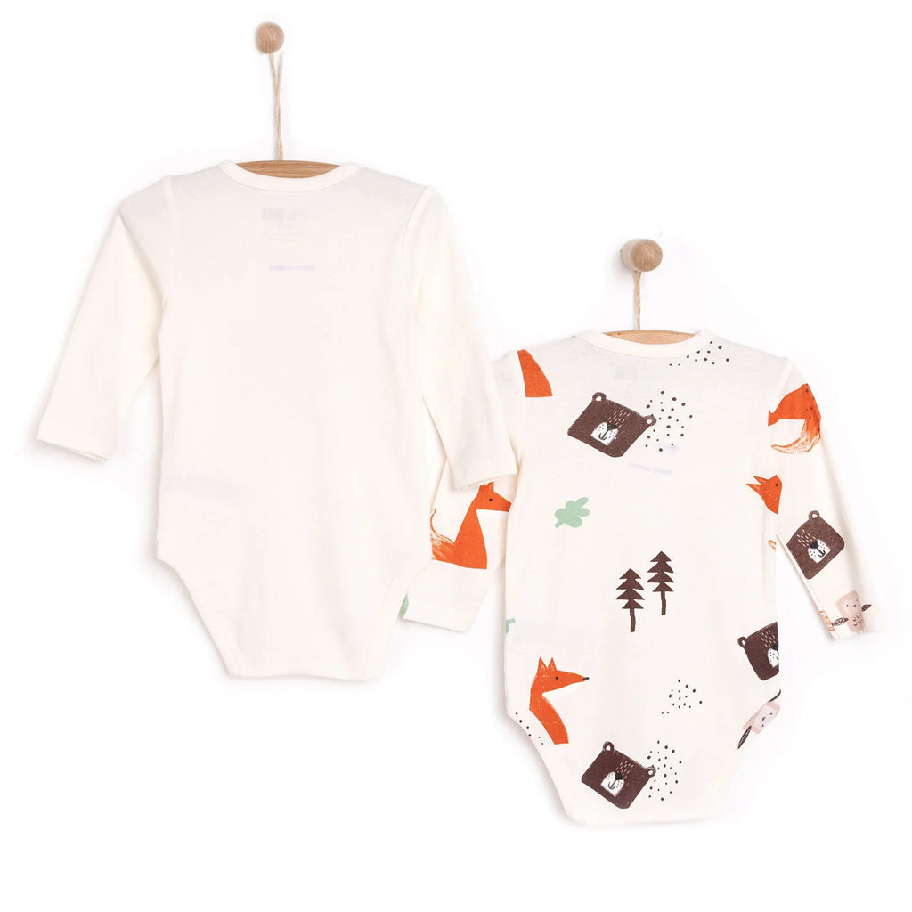 Siwtiau Corff Bachgen HelloBaby â Llewys Hir (Pecyn o 2) - Beige