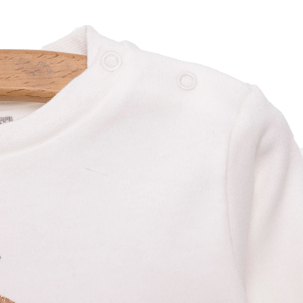 T-shirt Llewys Hir i Ferched HelloBaby - Ecru