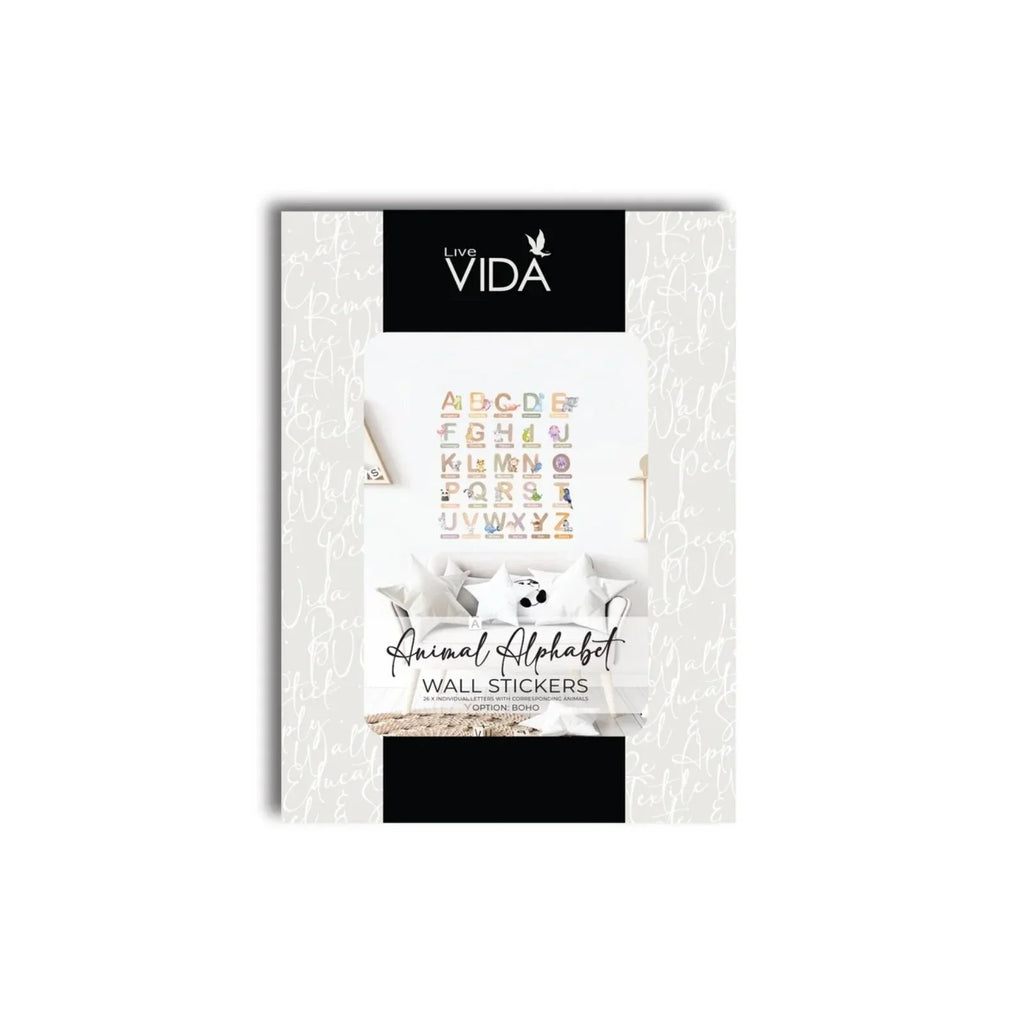 Sticeri Wal Abecedari Live Vida gyda Ffigurau Anifeiliaid 26 pcs