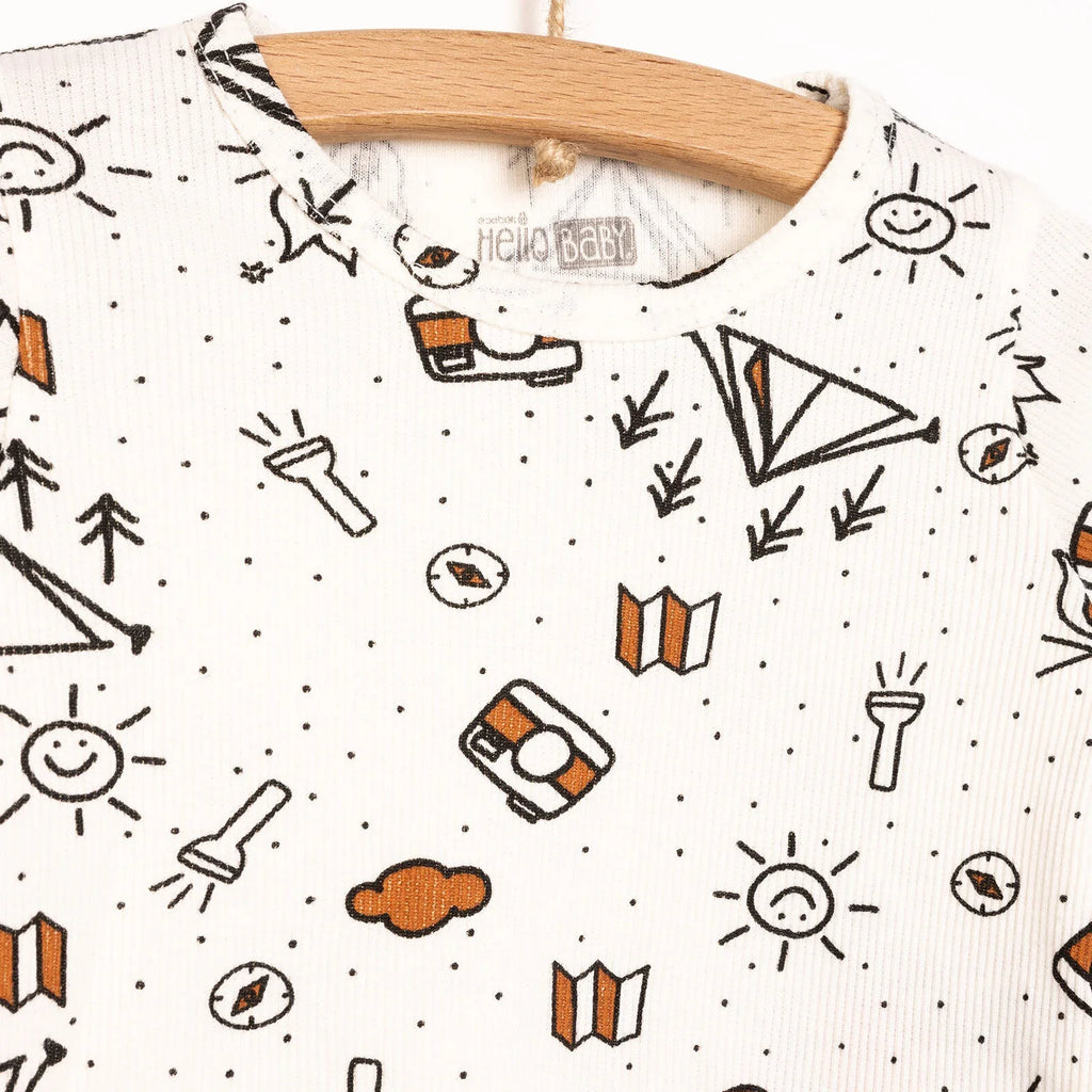 Pajamas Llewys Hir i Faban Bach HelloBaby - Ecru