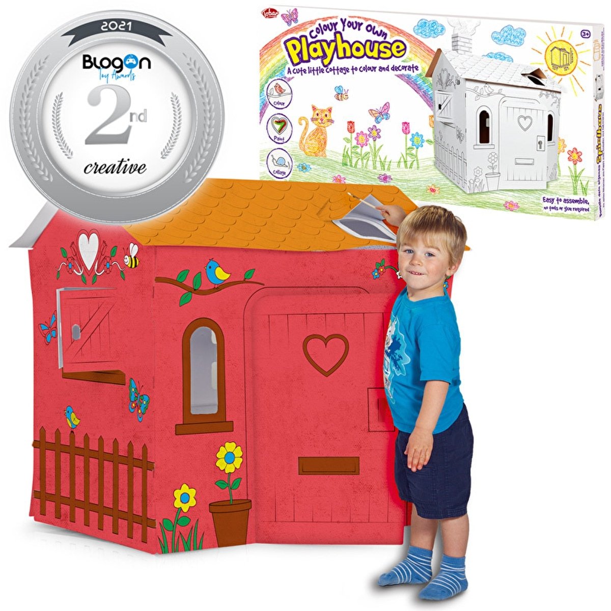 Tŷ Chwarae Cardbord i'w Lliwio Eich Hun - One For Fun