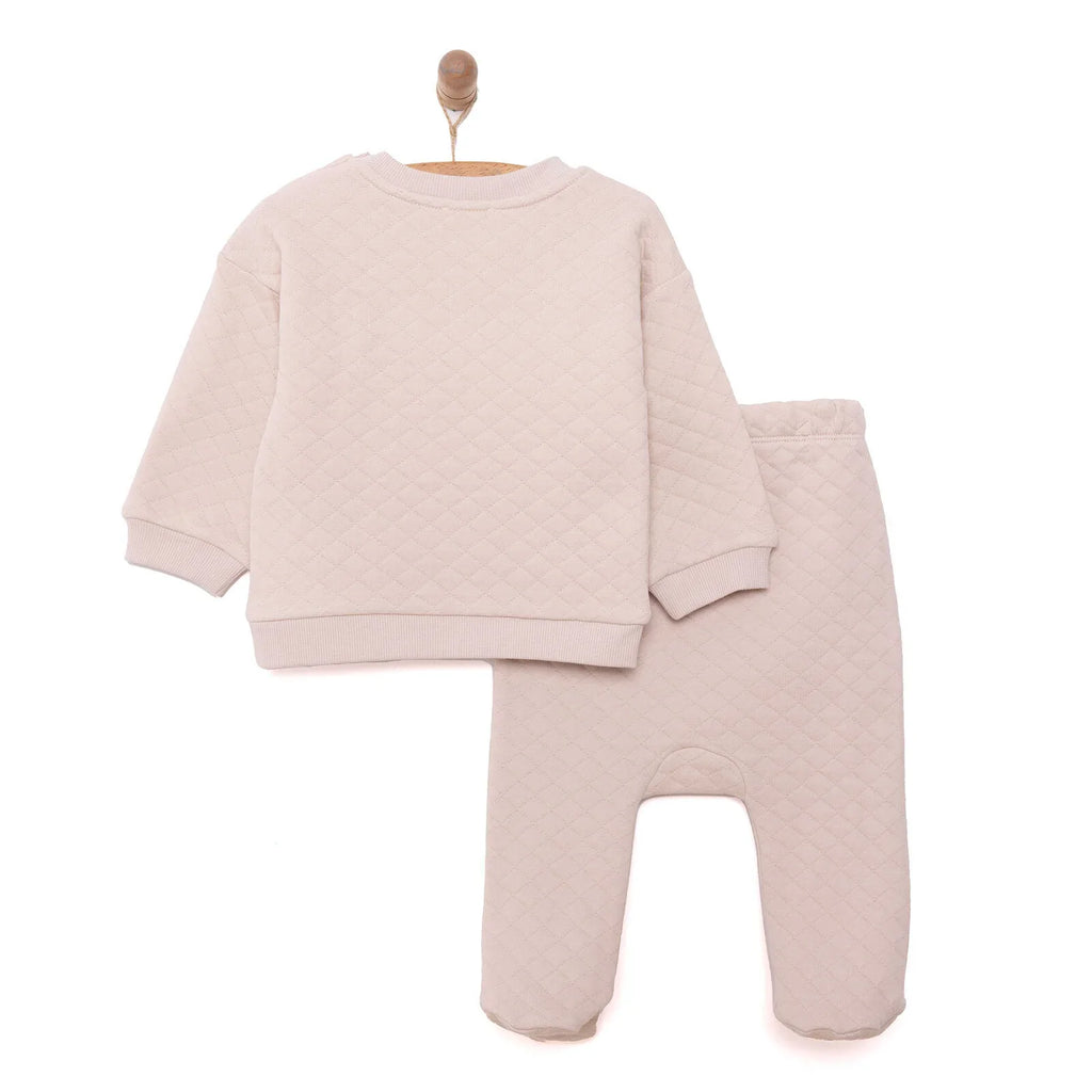 HelloBaby Newborn Quilted Sweatshirt-Footed Bottom - Grey