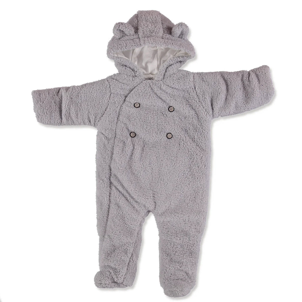 Siwmpsuit Cassiope Newborn Welsoft â thraed - Llwyd