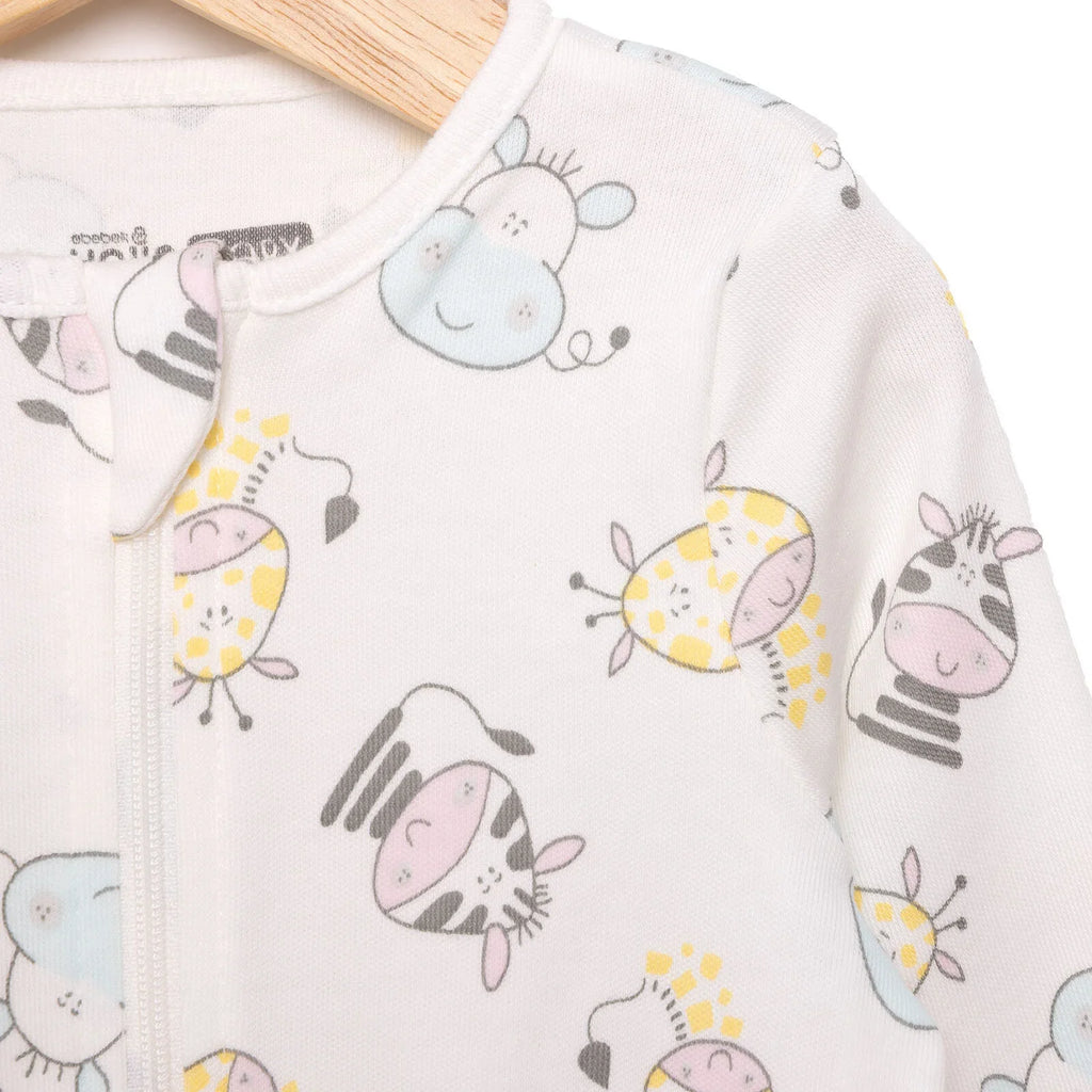 Siwmpsuit Traed i Faban Merch Newydd-anedig HelloBaby - Ecru