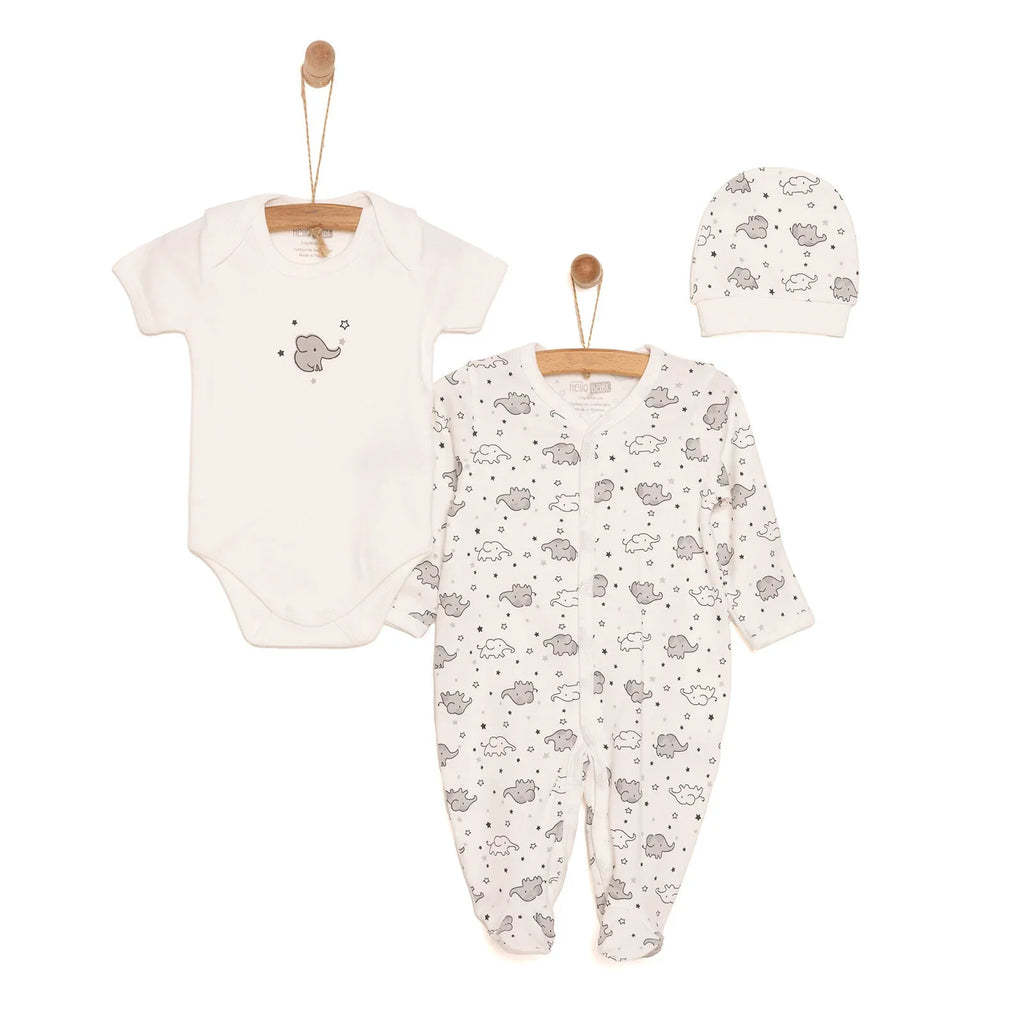 Siwmpsuit Traed i Faban Newydd-anedig Unisex HelloBaby - Corff - Het - Ecru