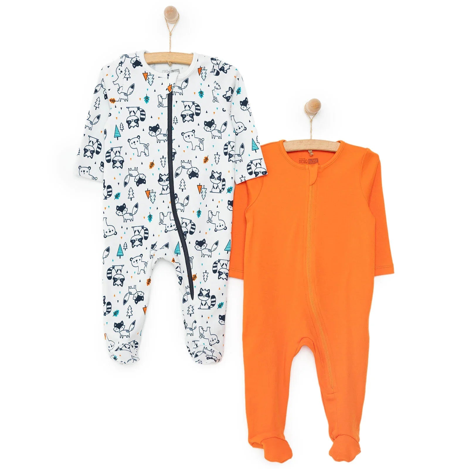 Siwmpsuit Traed i Faban Newydd-anedig HelloBaby - Llwyd Golau