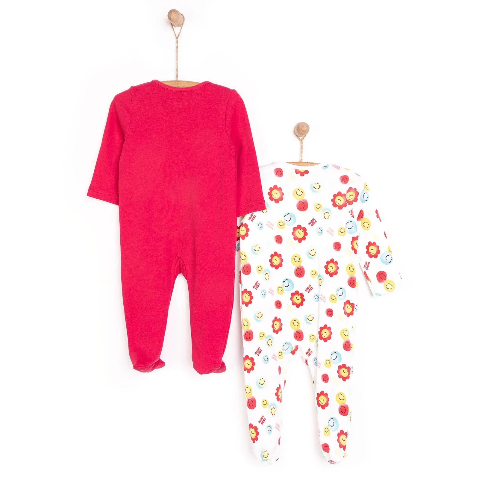 HelloBaby Newborn Girl 2 Piece Footed Jumpsuit - Pink