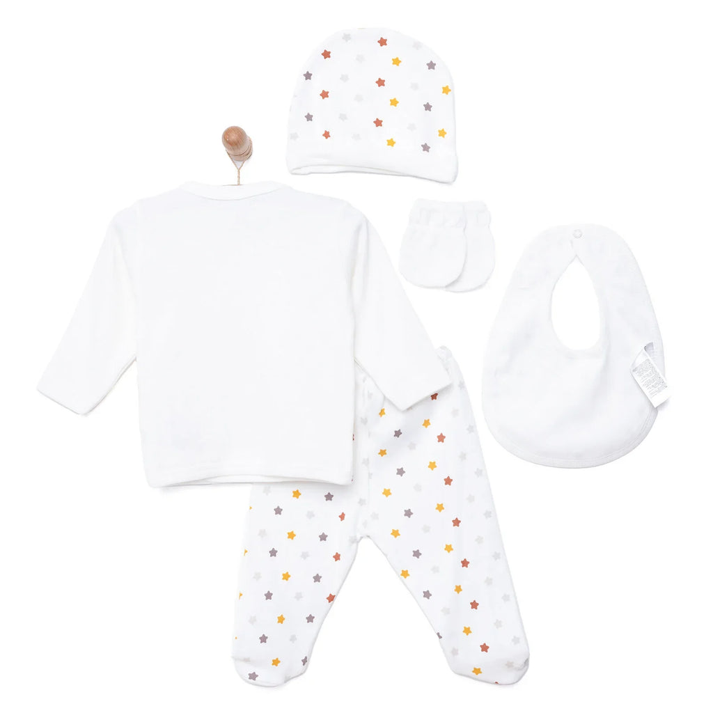 Aziz Bebe Suzene Embroidered 5 Piece Newborn Starter Set - Ecru