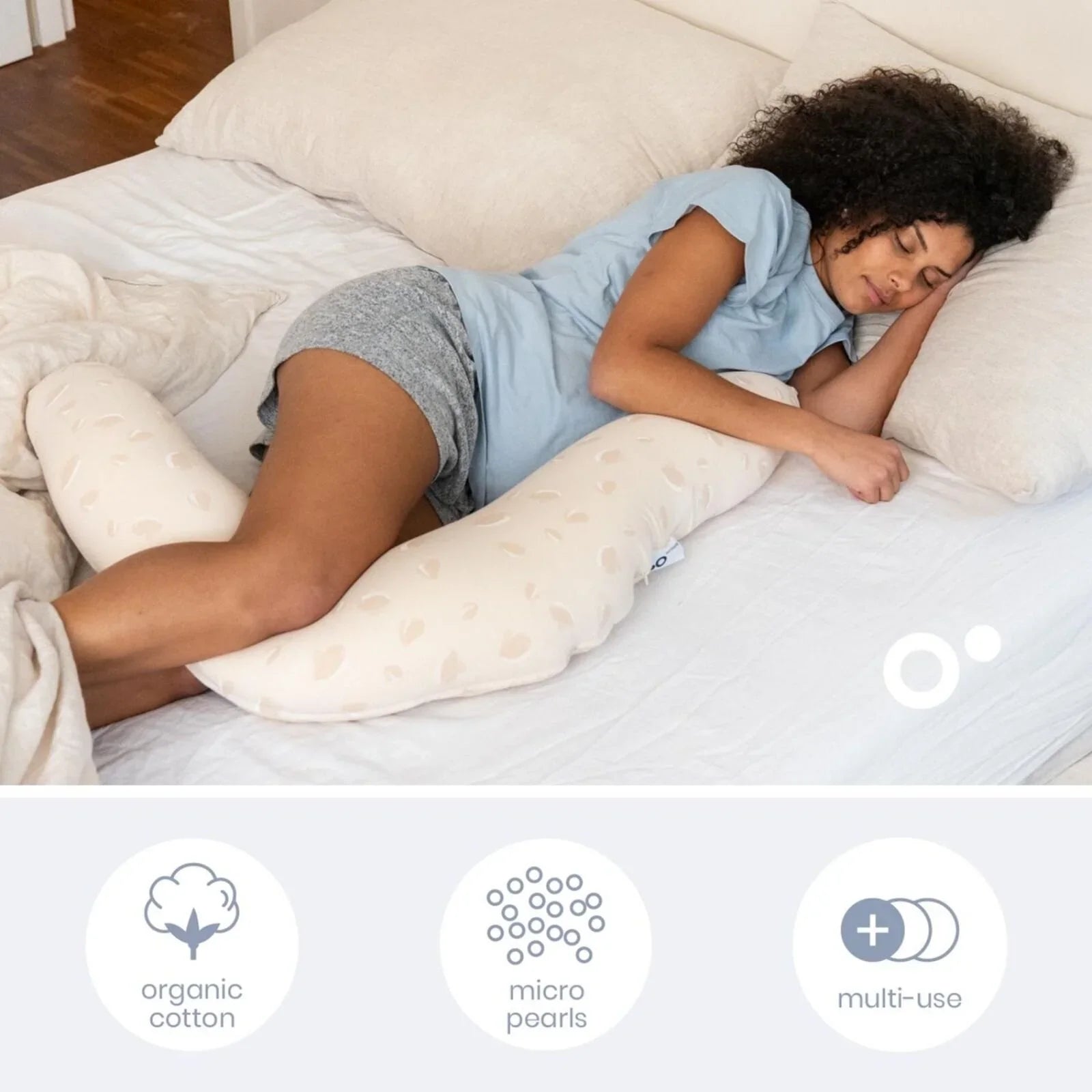 Doomoo Twisty 2-in-1 Petals Pregnancy Pillow - Latte