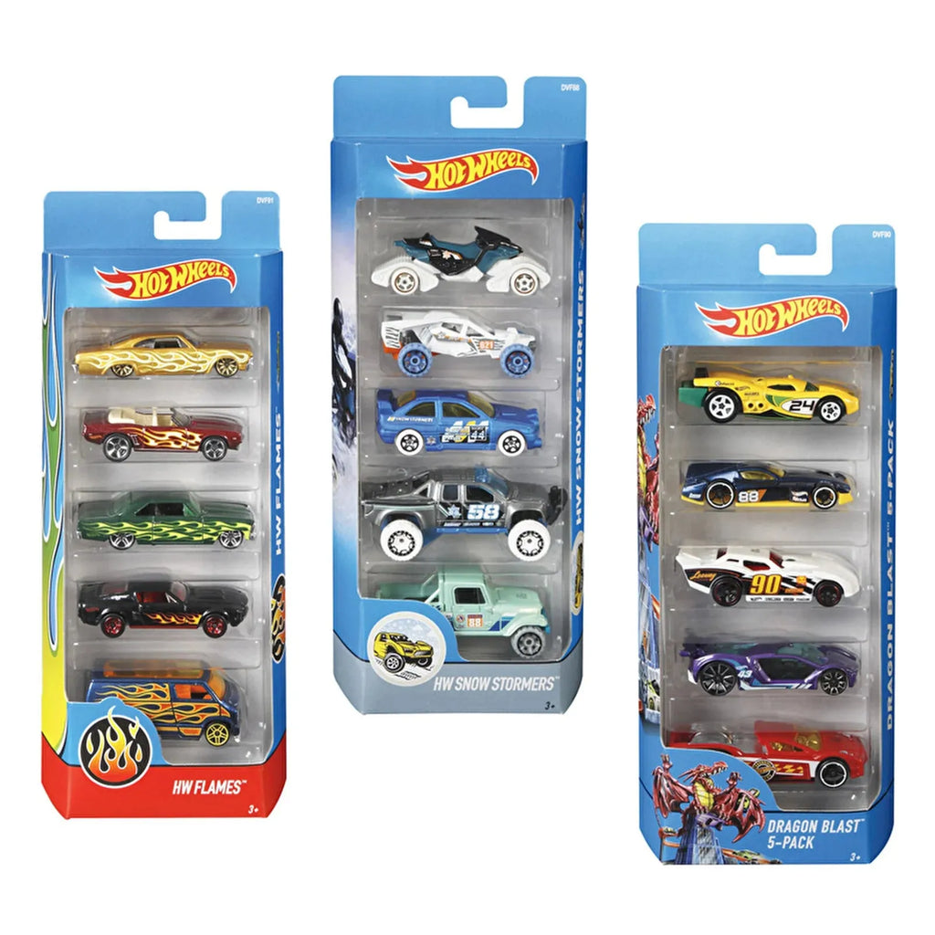 Pecyn Rhodd o 5 Car Hot Wheels