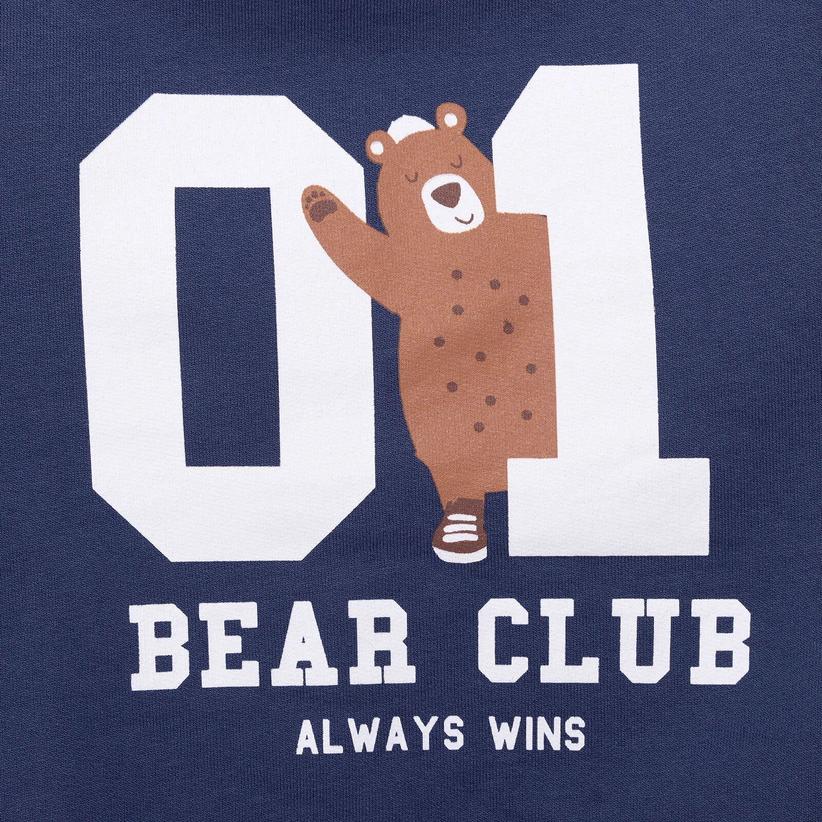 Crys Chwys HelloBaby Basic Lliw Glas Tywyll gyda Phrint Llew Wedi'i Godi'n Isel