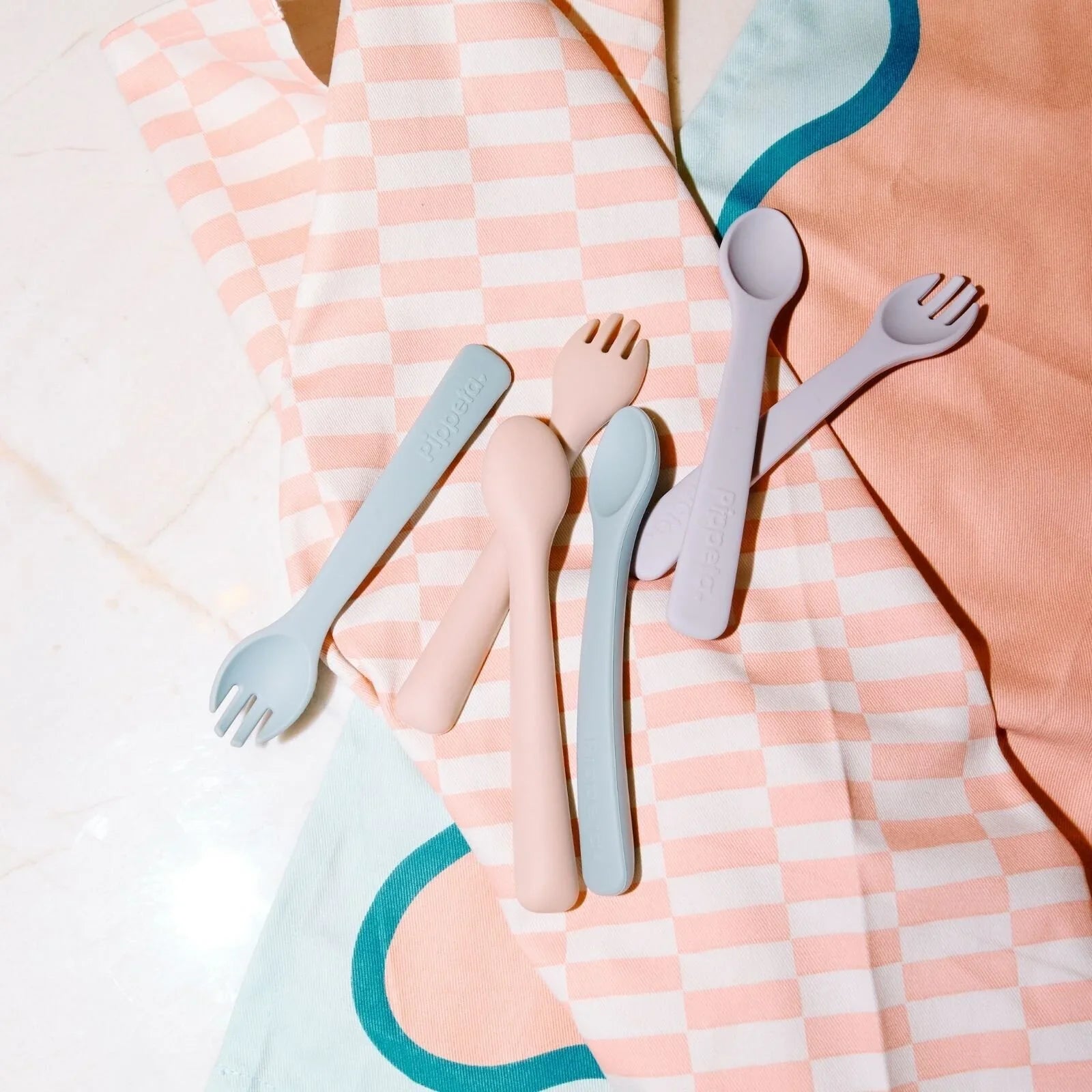 Llwy a fforc silicon Pippeta - Halen y Môr