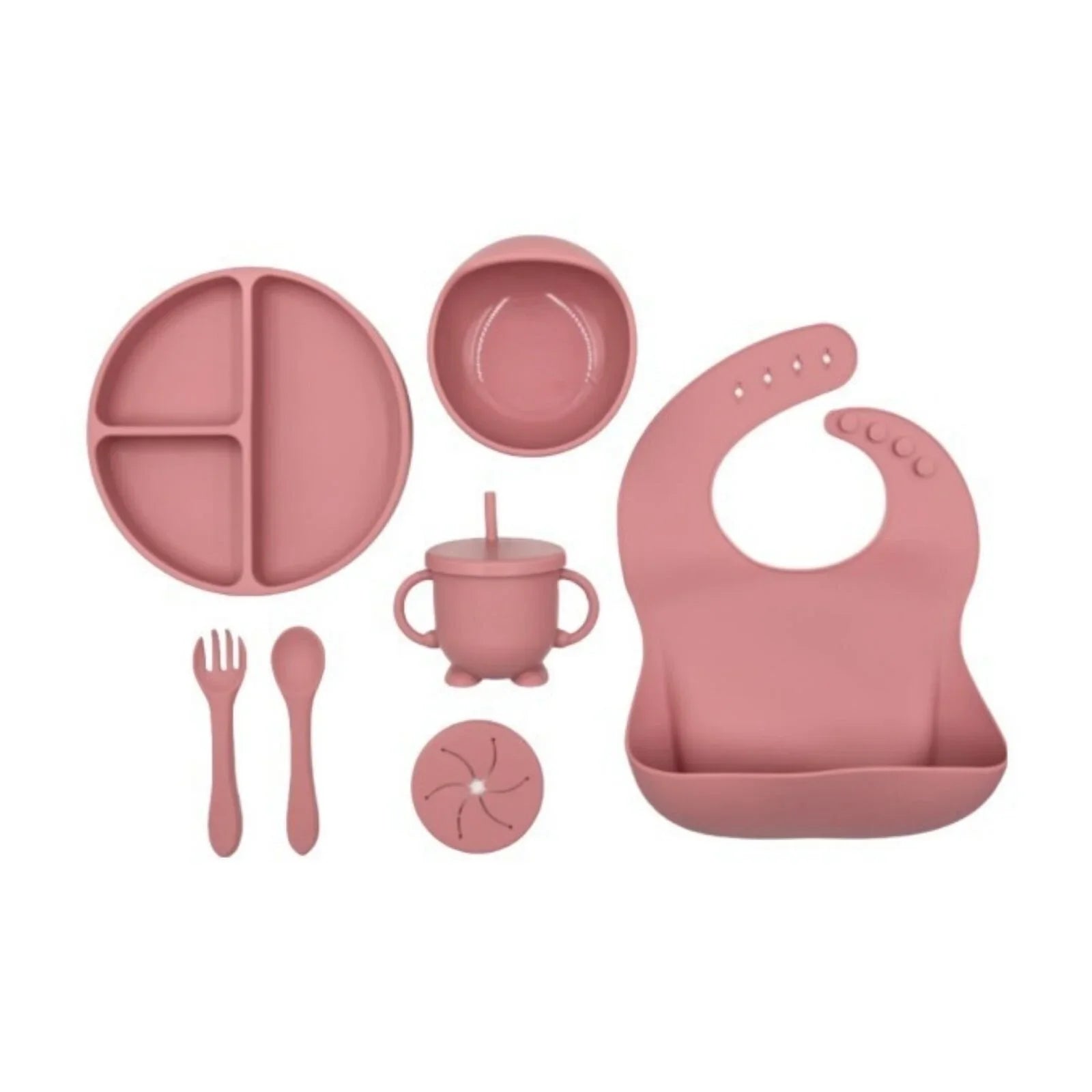 BLW Essentials Silicone Feeding Set - Dusty Rose