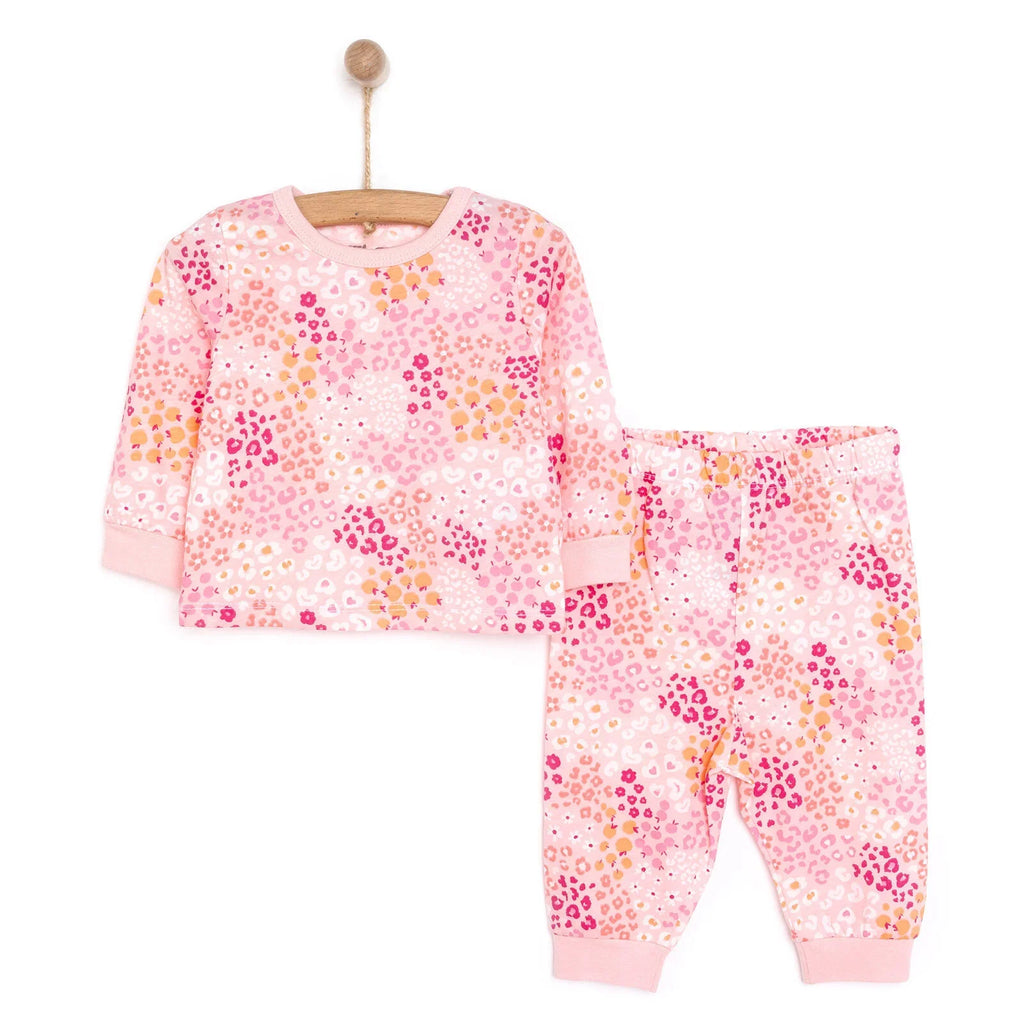 Set Pyjamas Llewys Hir i Ferched HelloBaby - Pinc Tywyll