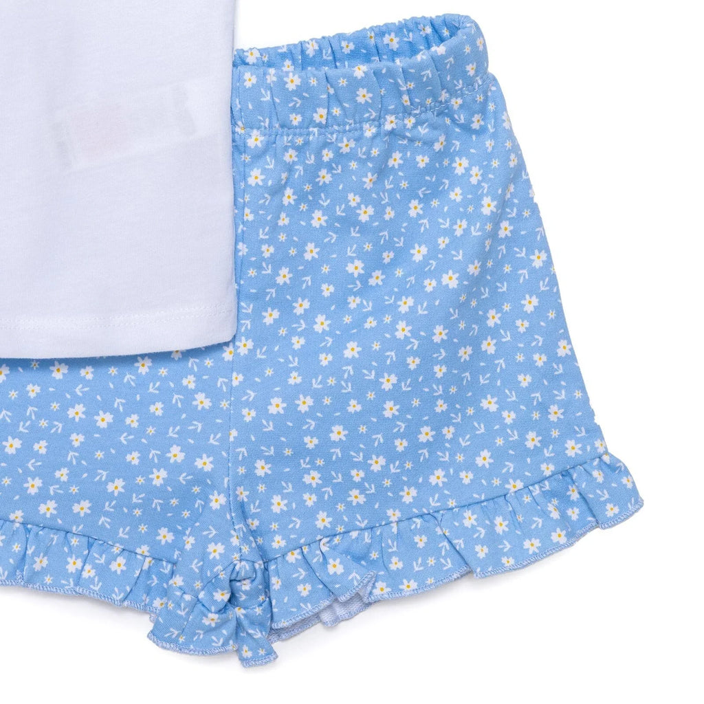 HelloBaby Girl Heart & Flower Patterned Short & T-shirt - Light Blue