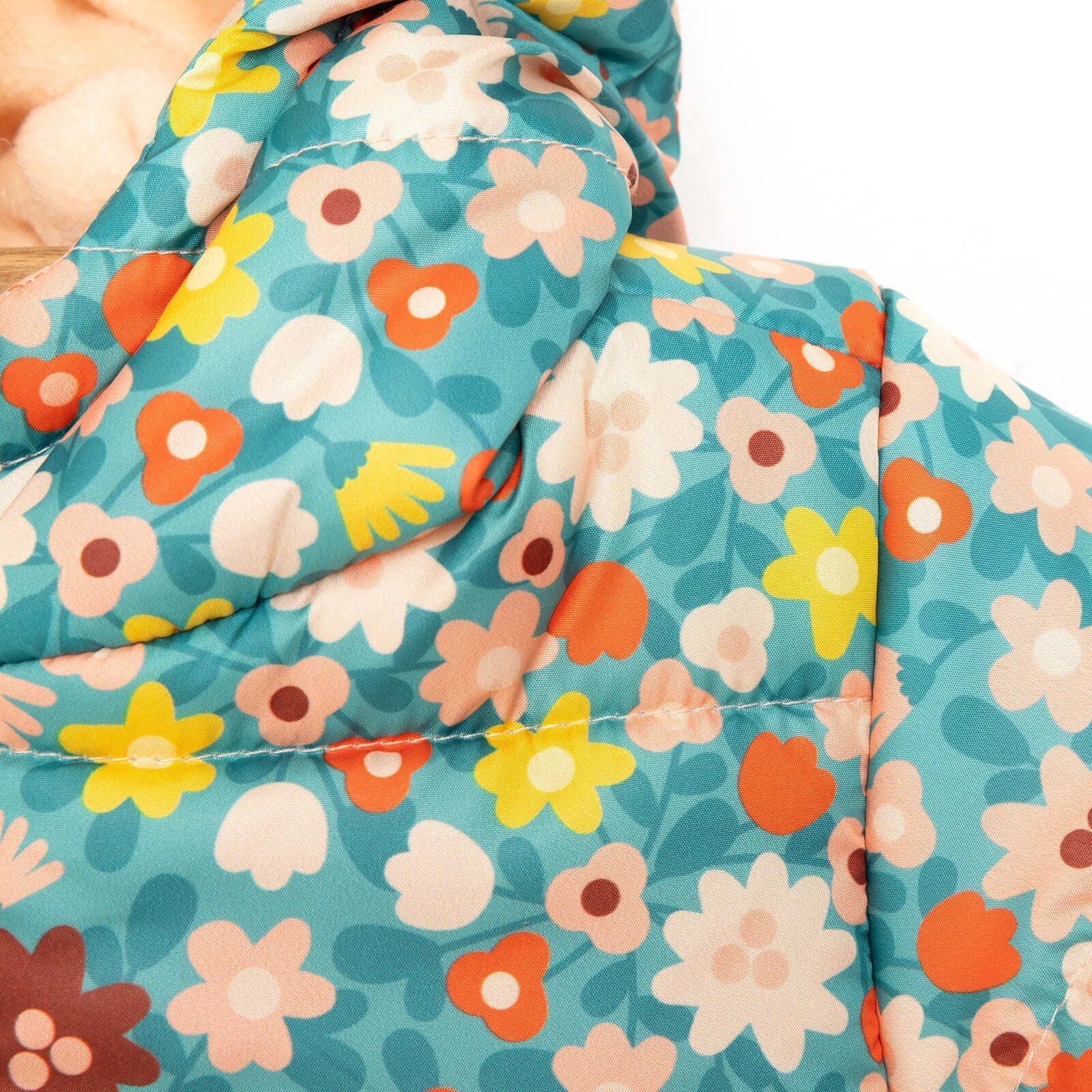 Côt Gaeaf HelloBaby Basic Gyda Phrint Blodau ac Ysgwyddau - Argraffwyd