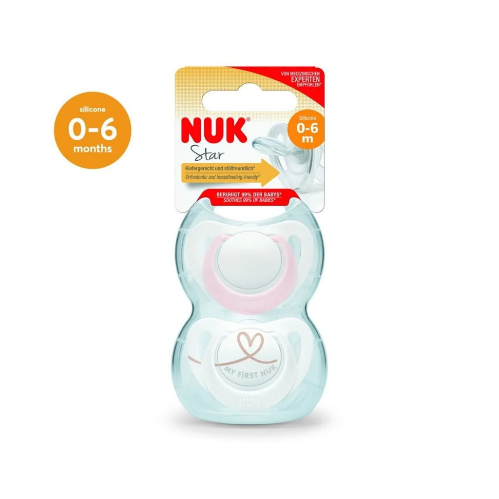 NUK Star Soother 0-6 mis, pecyn o 2 - Pinc