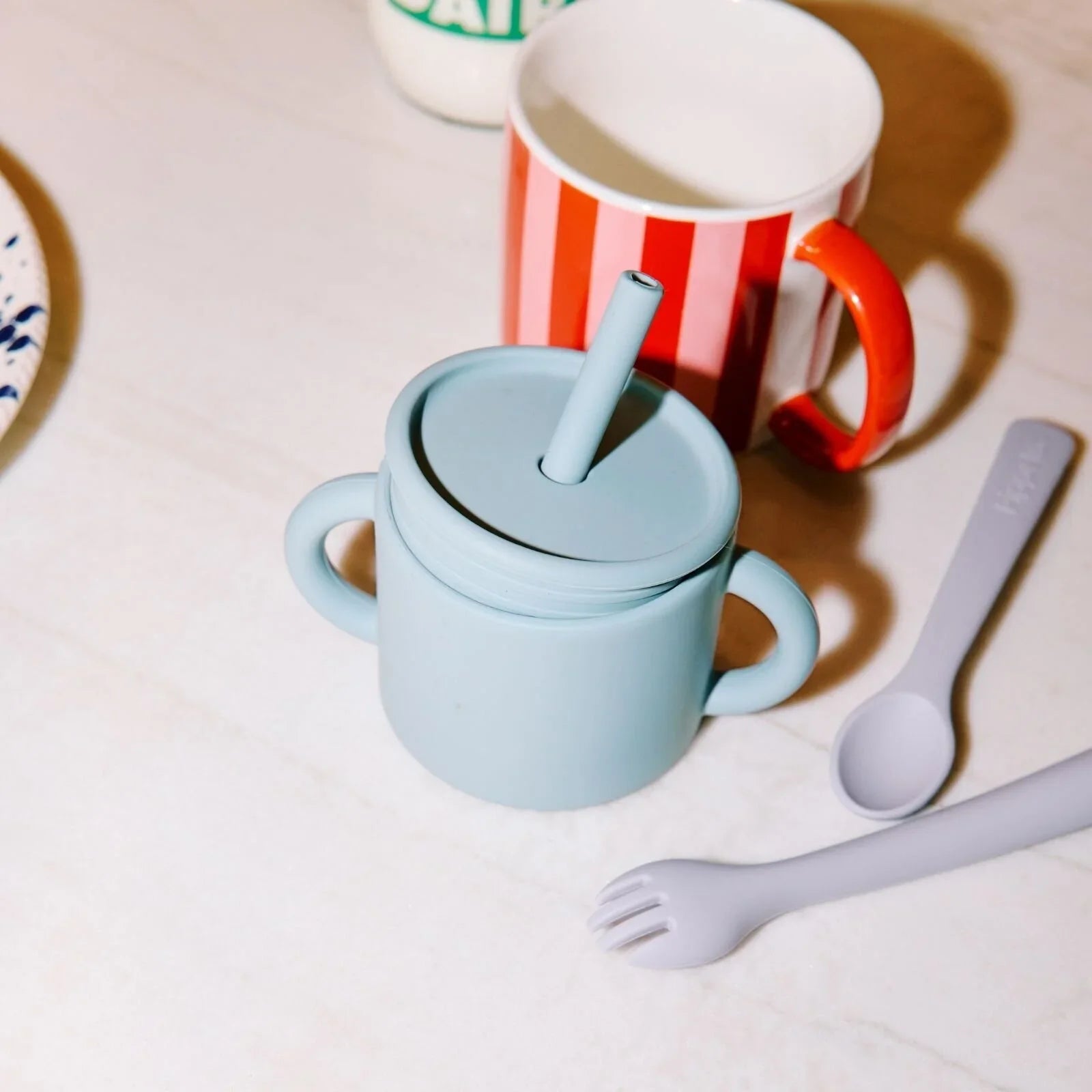 Cwpan Silicôn Pippeta gyda Gwelltyn - Halen Môr