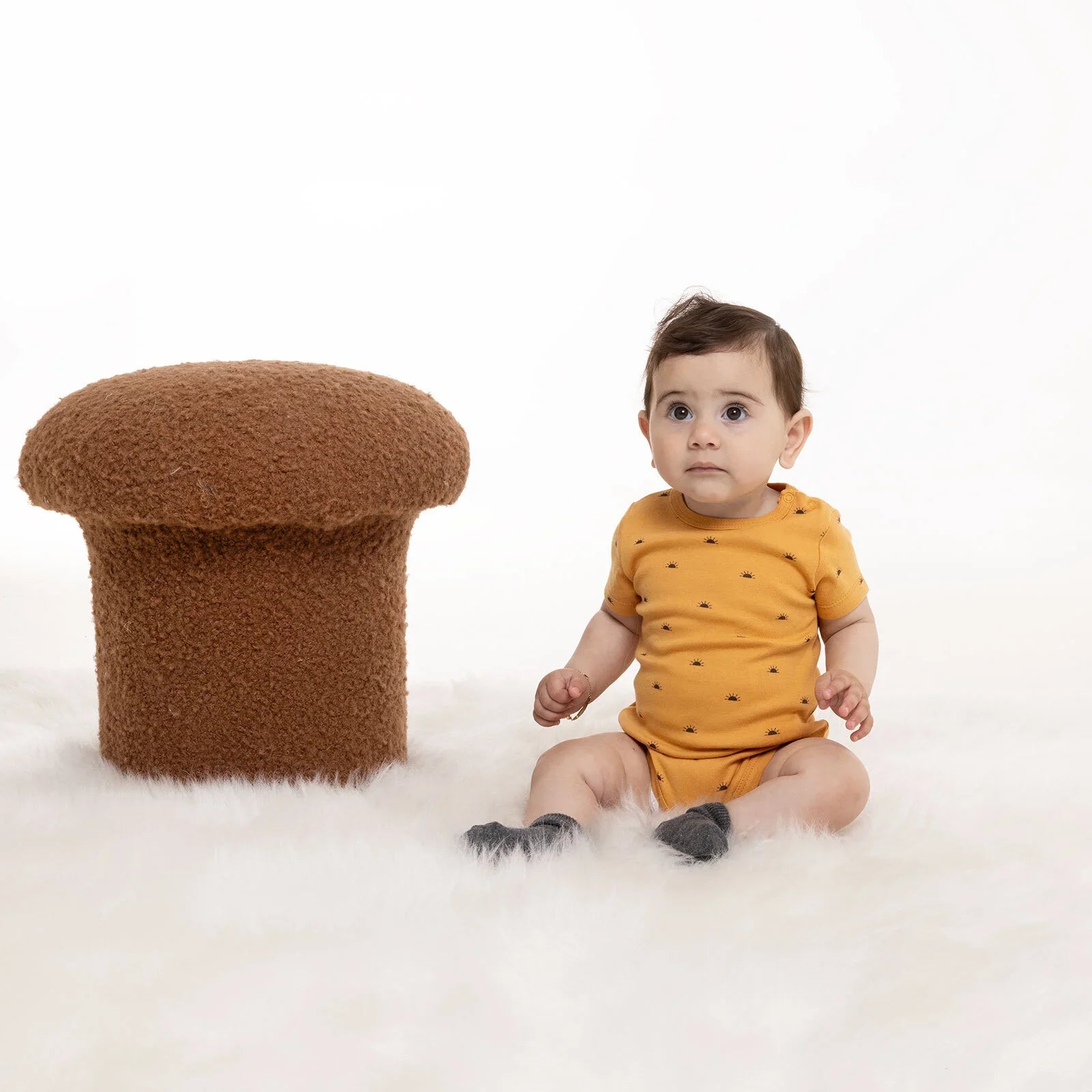 Body bach i ferched HelloBaby, llewys byr - Mwstard