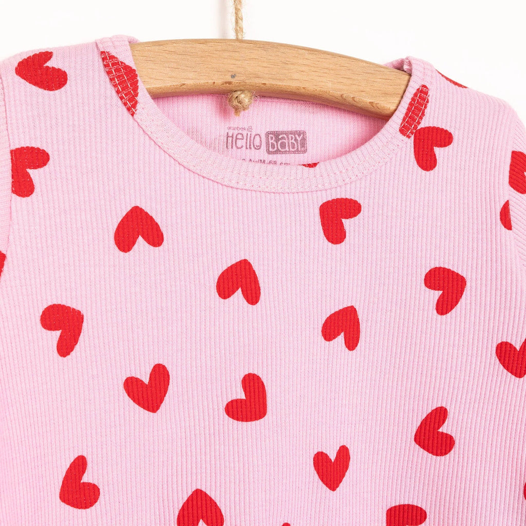 Set Pyjamas Llewys Hir i Ferched HelloBaaby - Pinc