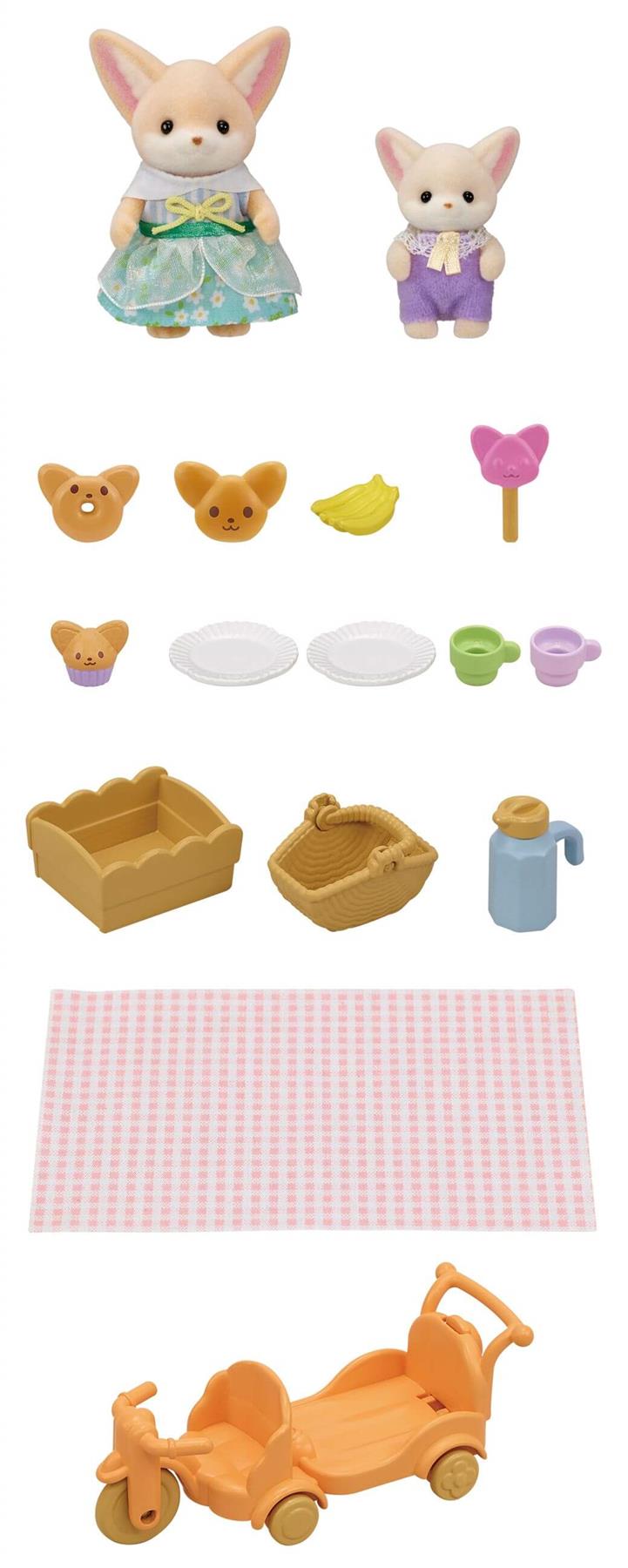 Set Pignic Sylvanian Families Sunny, Chwaer a Babi Llwynog Fennec, 3+ oed.