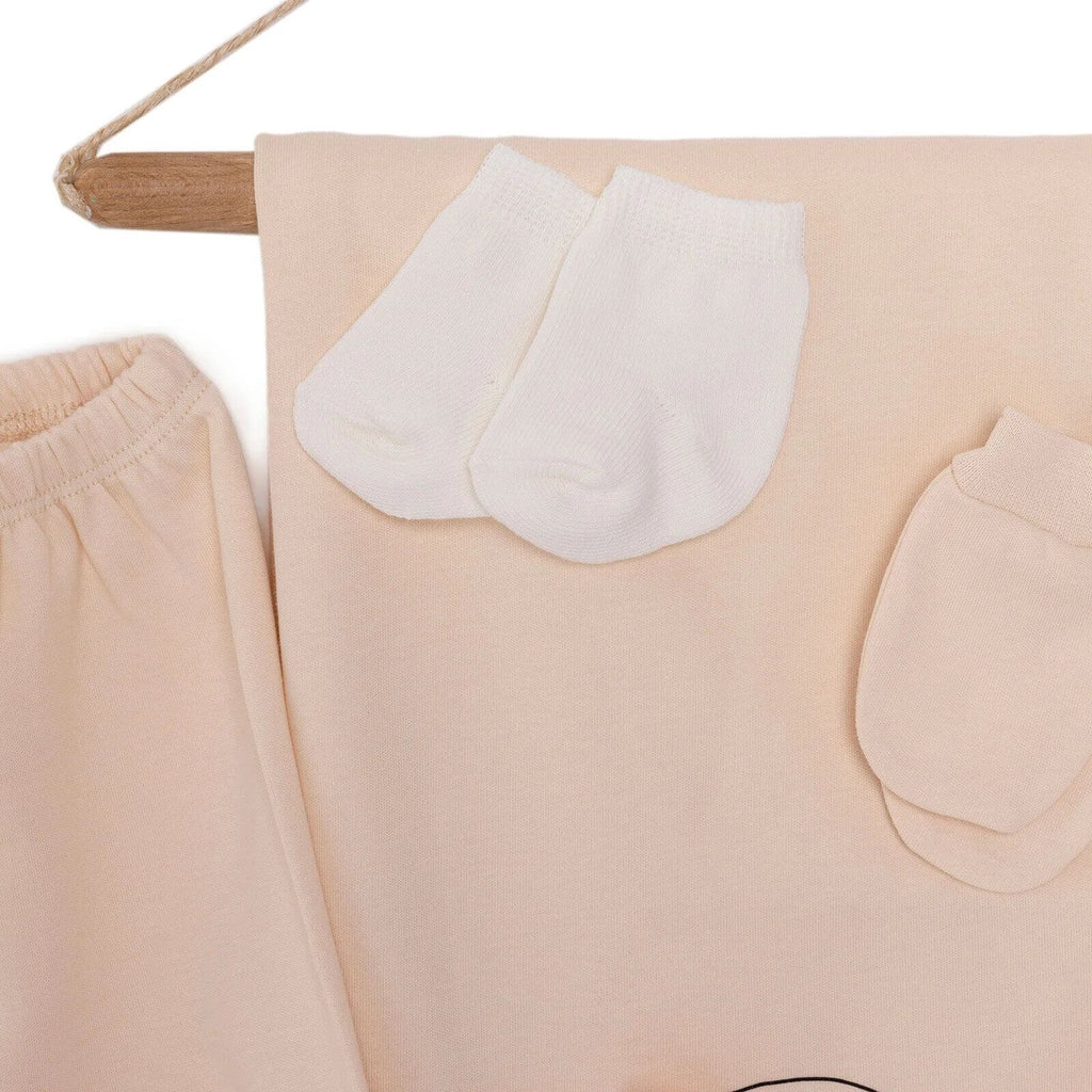 Set Newydd-anedig HelloBaby Boy 10 pcs - Lliw Ecru