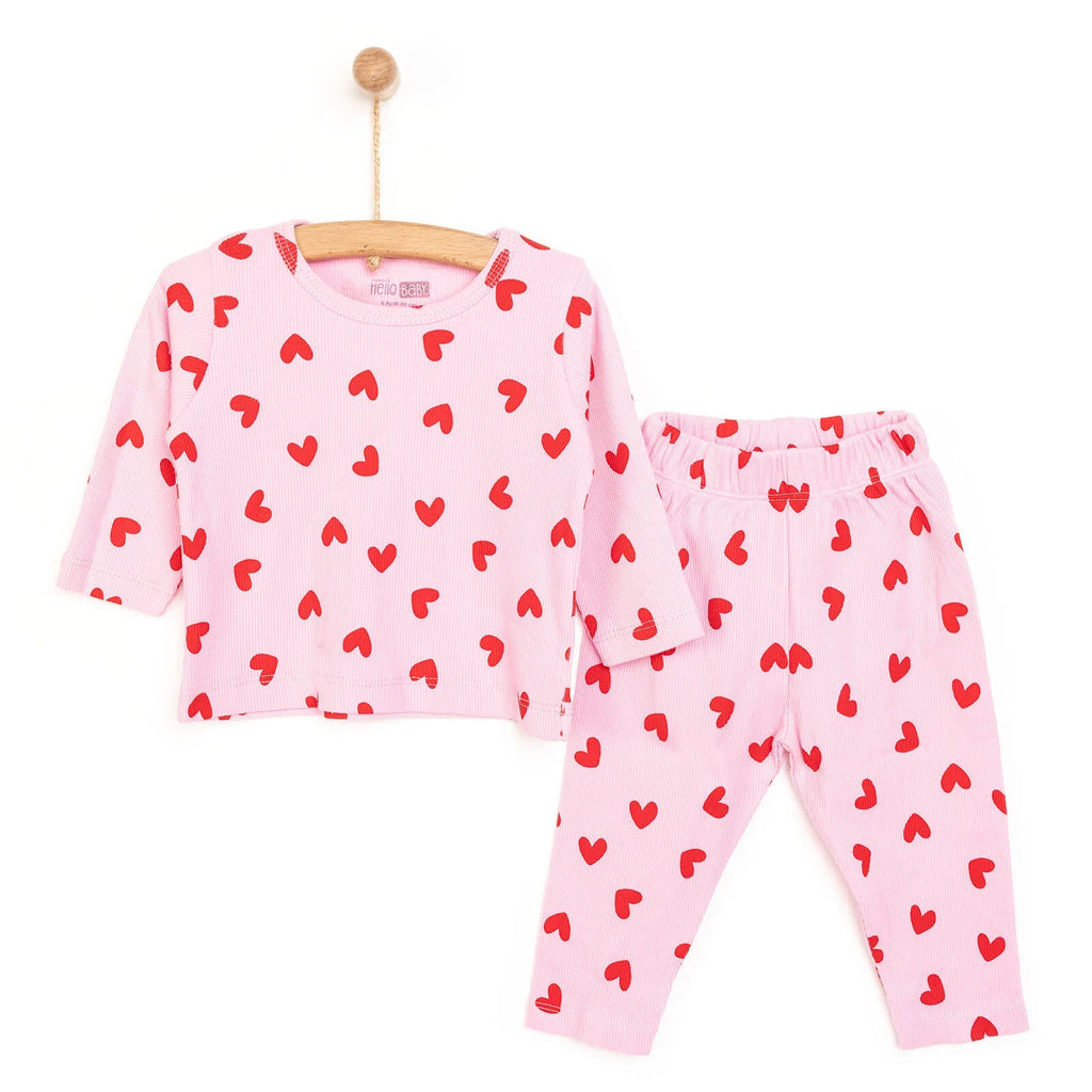 Set Pyjamas Llewys Hir i Ferched HelloBaaby - Pinc