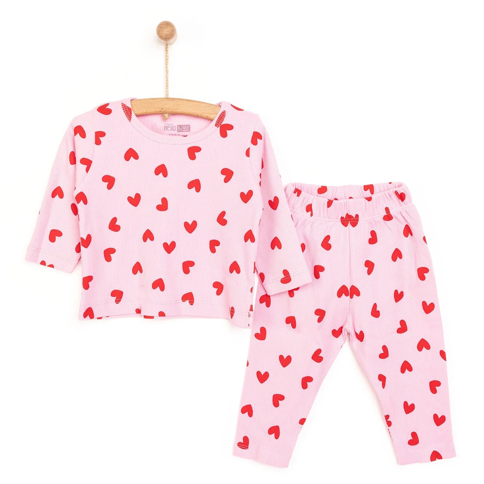 Set Pyjamas Llewys Hir i Ferched HelloBaaby - Pinc
