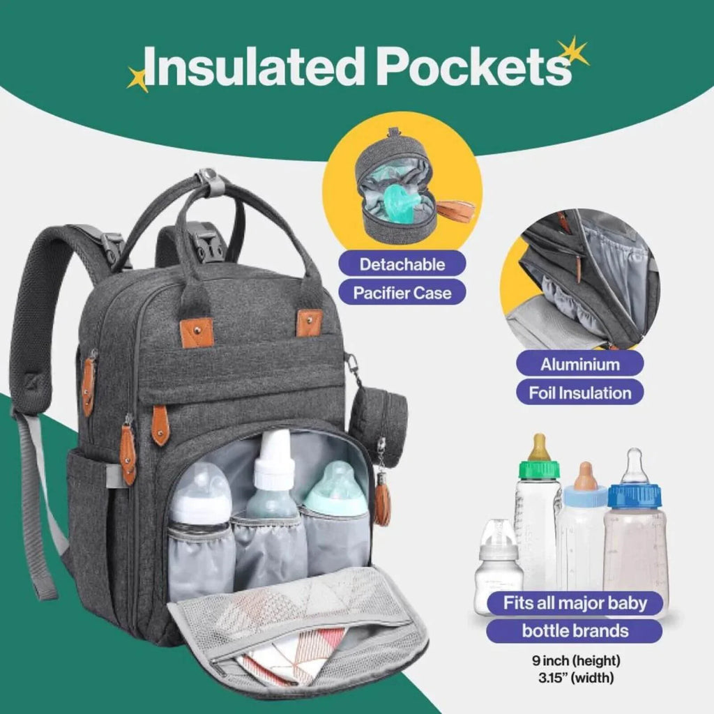 BabbleRoo Original Nappy Backpack - Dark Grey