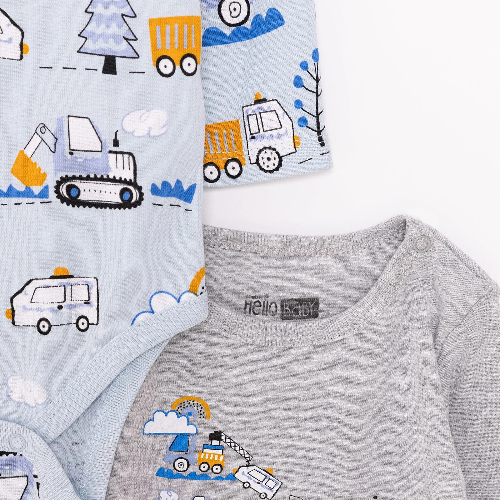 Siwtiau Corff Bachgen HelloBaby â Llewys Hir (Pecyn o 2) - Glas