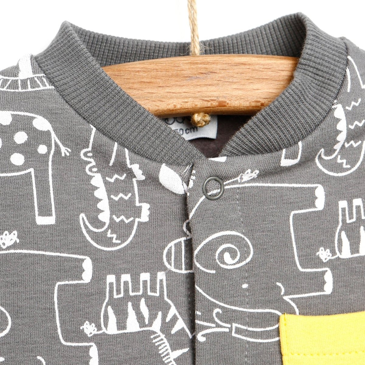 Siwmpsuit Gwyllt i Faban Newydd-anedig - Llwyd Tywyll