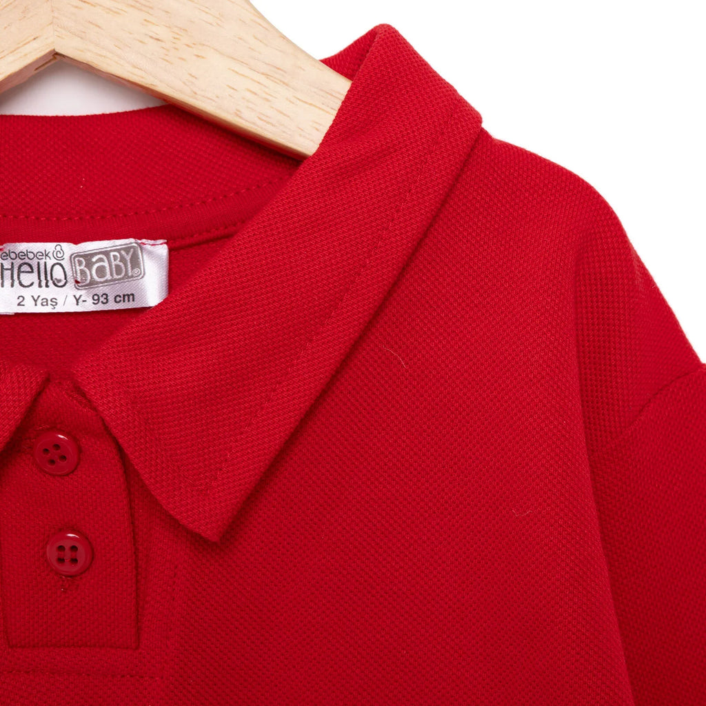 Bodysuit Llewys Hir Unisex Dathliad HelloBaby - Coch