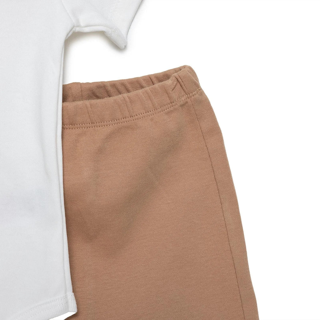 Set Newydd-anedig HelloBaby Boy 4 darn - Lliw Ecru