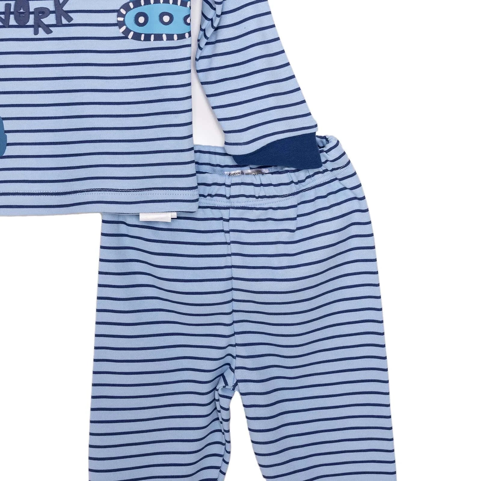 Set Pyjamas Llewys Hir i Fachgen gan HelloBaby - Glas Tywyll