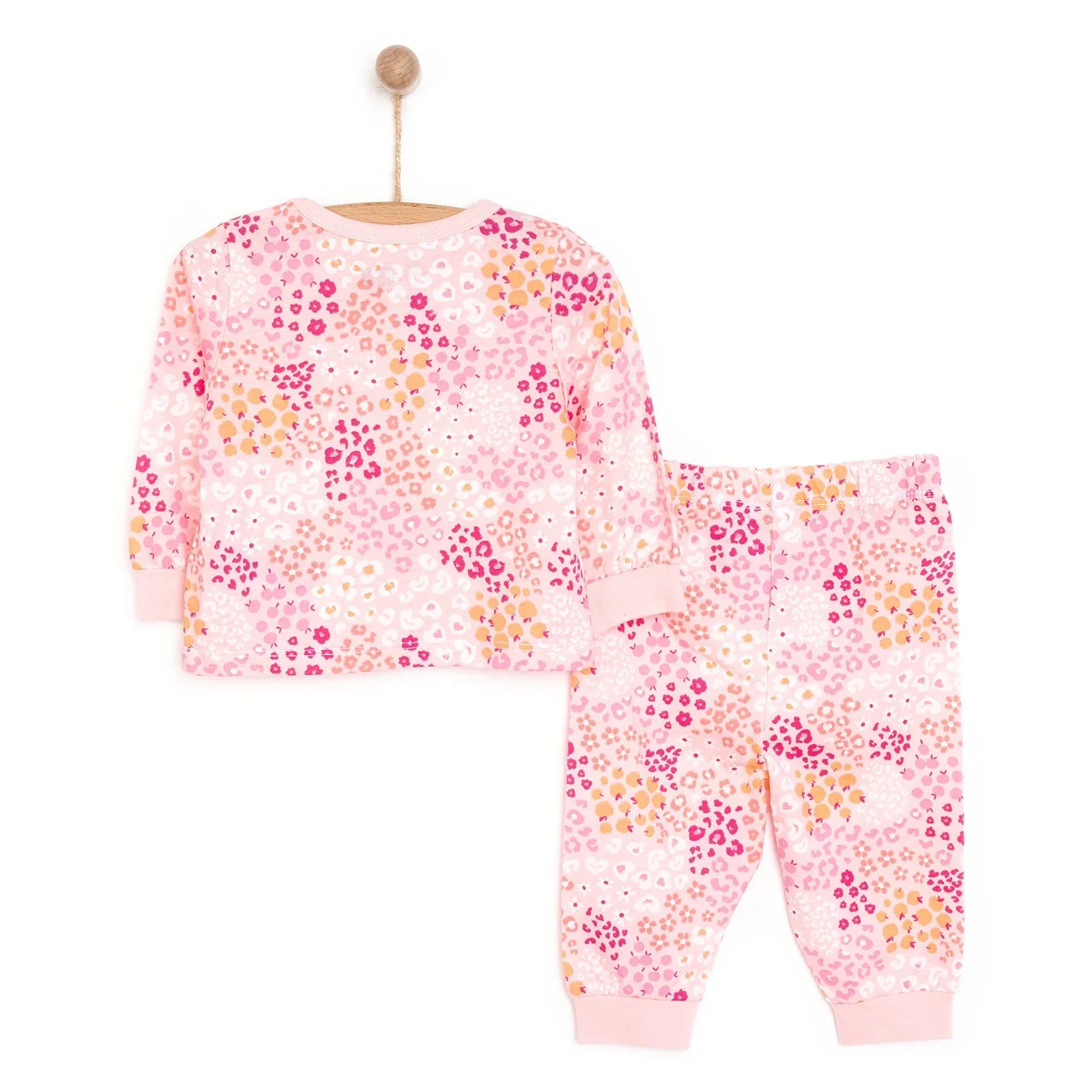 Set Pyjamas Llewys Hir i Ferched HelloBaby - Pinc Tywyll