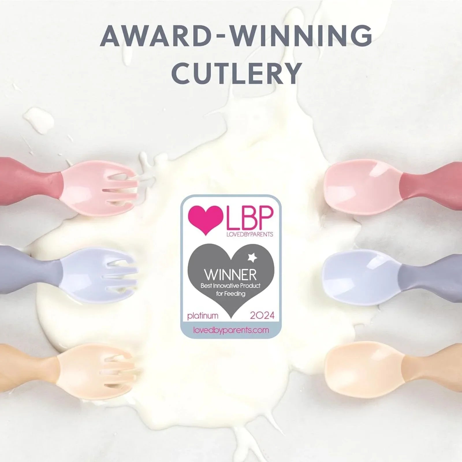 Bibado Handi Cutlery Attachable Weaning Cutlery Set 6+ months Pack of 2 - Fawn