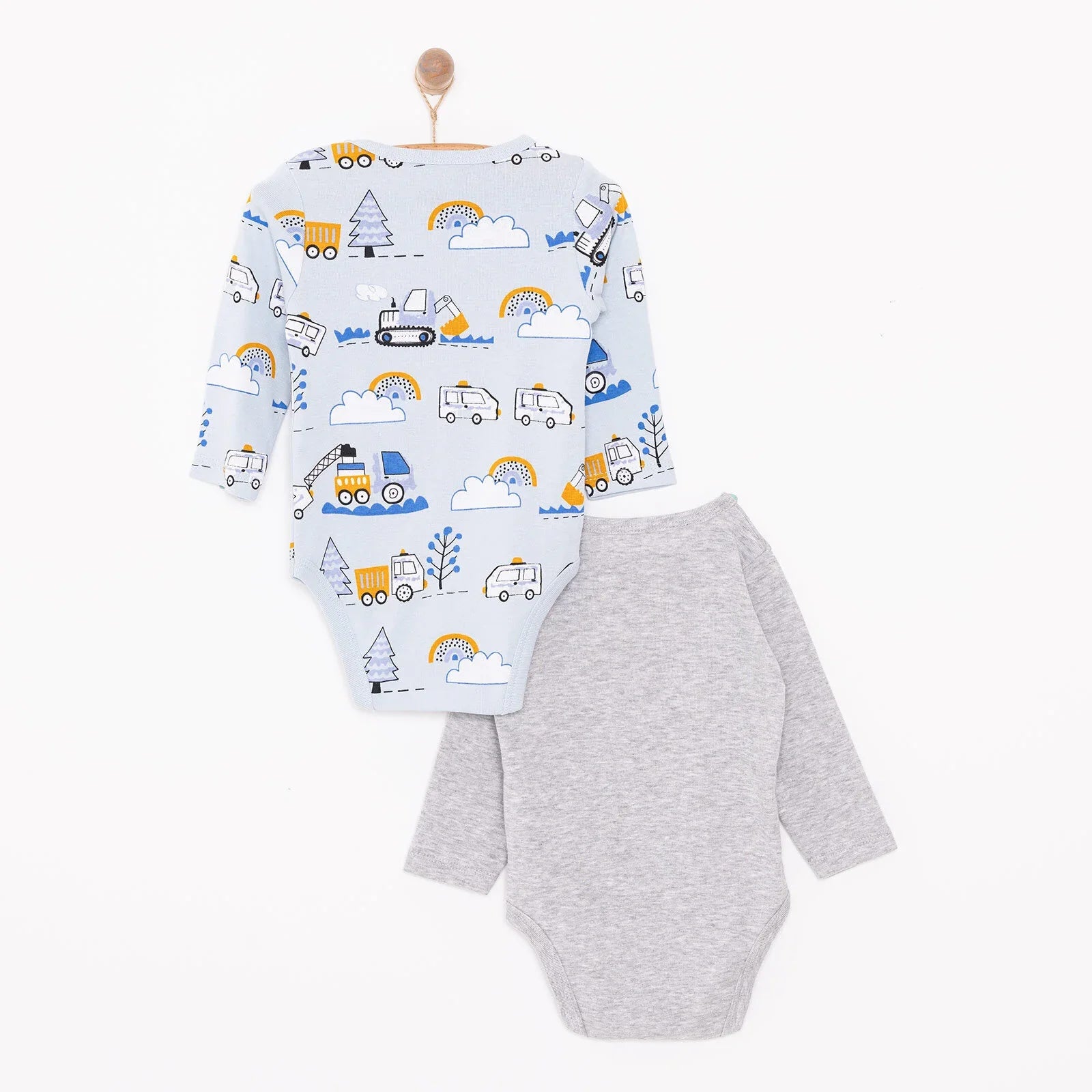 Siwtiau Corff Bachgen HelloBaby â Llewys Hir (Pecyn o 2) - Glas